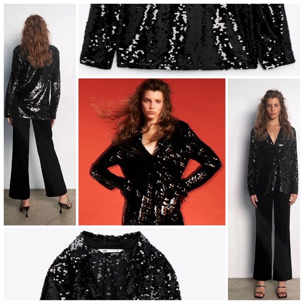 LAST NWT ZARA BLACK SEQUIN BLOUSE